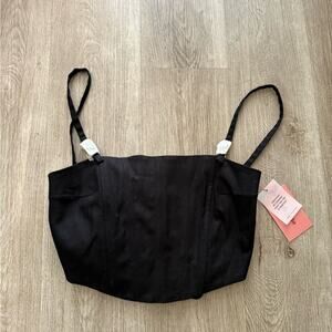 cult gaia loren black corset adjustable straps boned crop top blouse size large